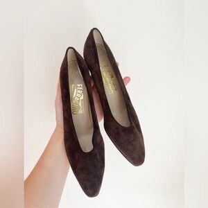 Ferragamo brown suede heals size 7.5 Narrow